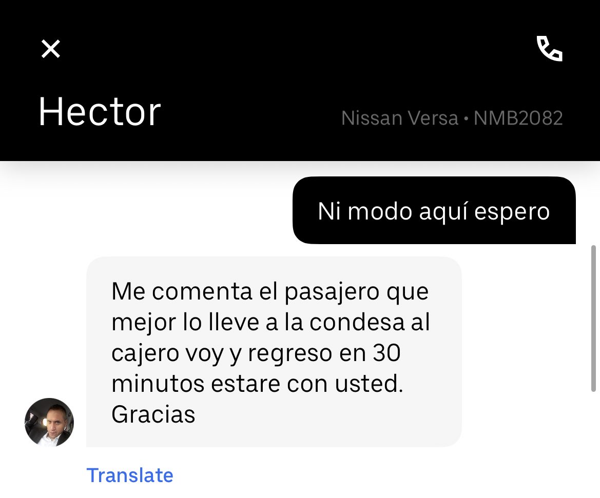 <a href="/Uber_MEX/">Uber Mexico</a> ayuda estoy esperando un viaje y me dice que lo espere media hora porque el pasajero anterior no tiene como pagar y no me quiere cancelar