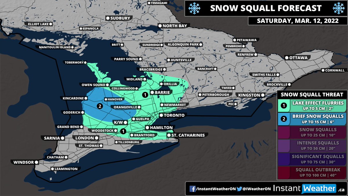 IWeatherON's tweet image. #ONStorm #ONwx Brief Return of Snow Squalls East of Lake Huron on Saturday With Up to 15cm of Snow Possible

Forecast: instantweatherinc.com/articles/2022/…

NOTE: This forecast doesn’t replace our previous map for Saturday. That remains valid as it focused solely on the system snowfall.