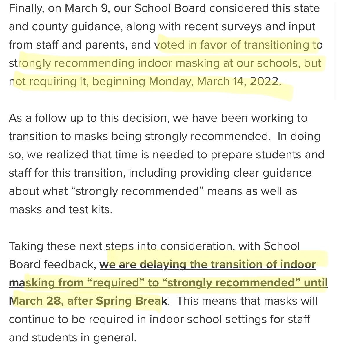 ReopenCASchools's tweet photo. After the @SRCSchools board voted on Wed to align w/ state &amp; county to no longer require masks beginning 3/14, the superintendent unilaterally decided to extend mandatory masking for two more weeks b/c “time is needed to prepare students and staff.”
https://t.co/TJjP4iqJin https://t.co/P50JyHqsXT