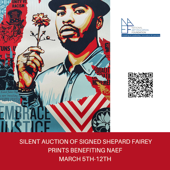 Open to all. NAEF online silent auction of 8 signed Shepard Fairey prints ends this Saturday 3/12 at 5 pm ET. Your chance to own one! Support grants for art educators.
naef2022auction.betterworld.org/auctions/shepa…