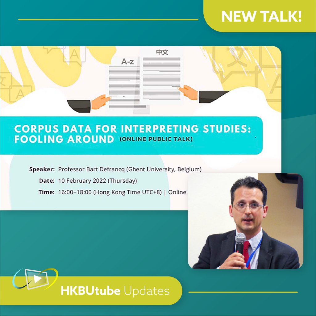 hkbulibdmss's tweet image. [𝗡𝗲𝘄 𝗩𝗶𝗱𝗲𝗼 𝗼𝗻 𝗛𝗞𝗕𝗨𝘁𝘂𝗯𝗲 📣]⁠
Corpus Data for Interpreting Studies: Fooling Around
Centre for Translation, HKBU
Speaker: Prof. Bart Defrancq

bit.ly/3hLpsYv

#hkbu #hkbulibrary #HKBUtube #freelecture #onlinetalk #interpreter