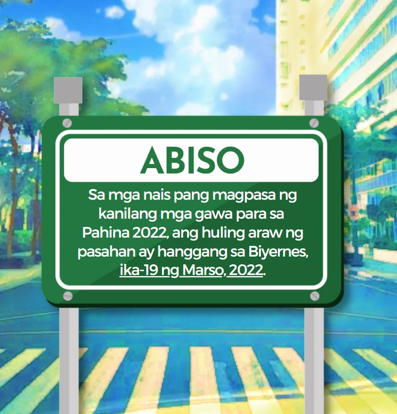 laligaatenista's tweet photo. ABISO: Maaaring magpasa ng mga gawa para sa "Pahina 2022: Anoranza" ng La Liga Atenista hanggang sa Biyernes, ika-19 ng Marso. Isumite lamang ito sa aming GMail: laligaatenista2022@gmail.com https://t.co/8E4kCBYmmo