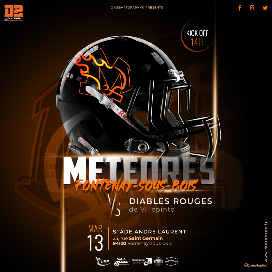 MeteoresF's tweet photo. Pour le compte de la J5 du championnat de France D2 @FFFA_officiel, notre équipe séniors reçoit dimanche 13 mars au André Laurent @Diables__Rouges

Let's Go Mets !!!

#meteoresfootus #orangenation https://t.co/8tgTOAwAOj
