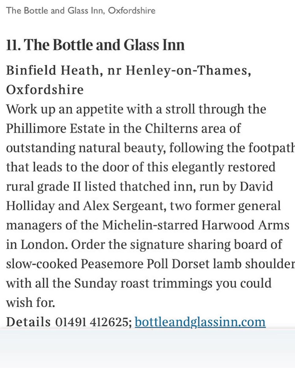 Beyond made up - Number 11 in the top 30 best sunday lunches in the uk by <a href="/AndyLynes/">Andy Lynes</a> in the Time. 🥰🥰🥰
Epic work team B&amp;G - thanks too to our amazing suppliers. X