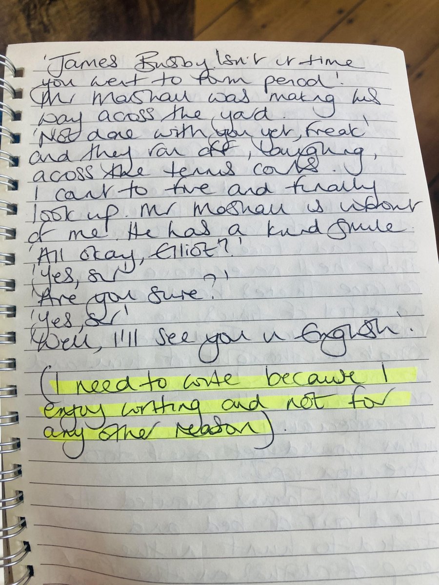 katemartin100's tweet photo. It's the final countdown! De de de derrrr! Thought I would share some of my early scribblings of #ElliotHart each day.

Day 6 - An early scene with a motivational quote! Some future name changes too.

@2022Debut #WritingCommunity 
Available to pre-order: https://t.co/jAFweo2KW4 https://t.co/rqa4WTA5vX