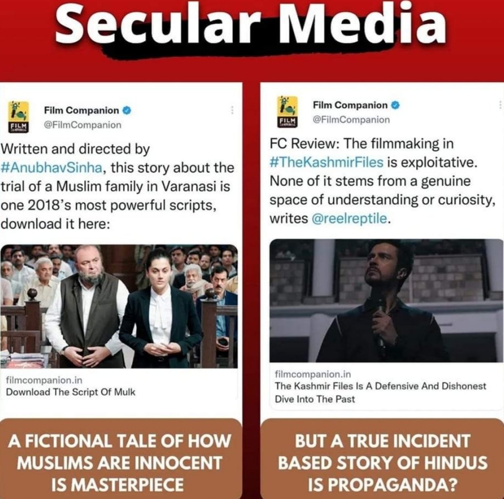 PrateekSudan's tweet photo. Hypocrisy dekho inki, we should boycott this kind of media #KashmirFiles #fakemedia #secularmedia #Hypocrisy #KashmiriPandits #TheKashmirFiles https://t.co/jQgeNKInFe