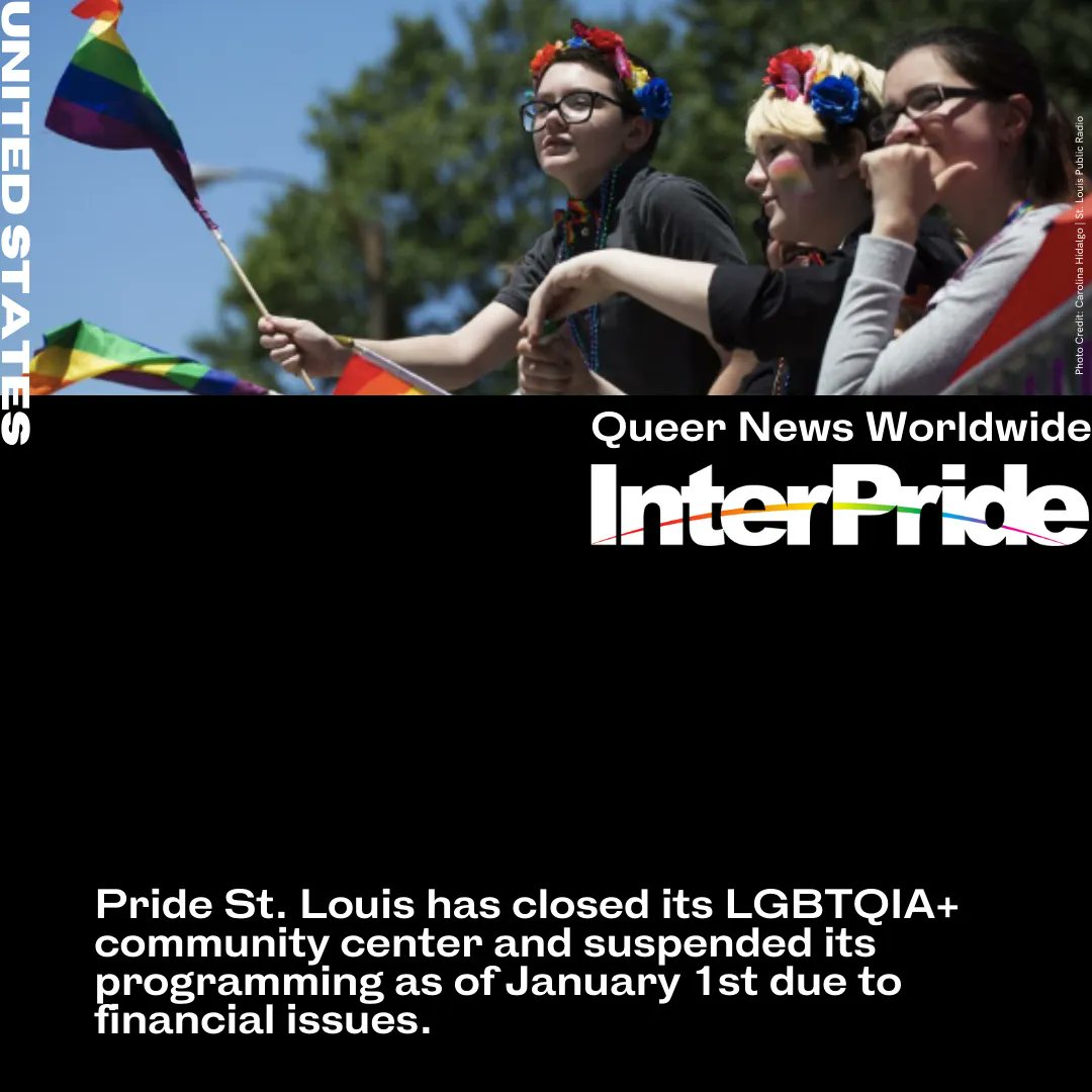 InterPride's tweet photo. #PrideStLouis will close its #LGBTQIAPlus community center and suspend its programming on January 1st. Although the center is closing, Pride St. Louis will not stop serving the community and they are still planning on hosting #PrideFest2022! Read More: https://t.co/0WfABUfycI https://t.co/dFeqzAfoD7