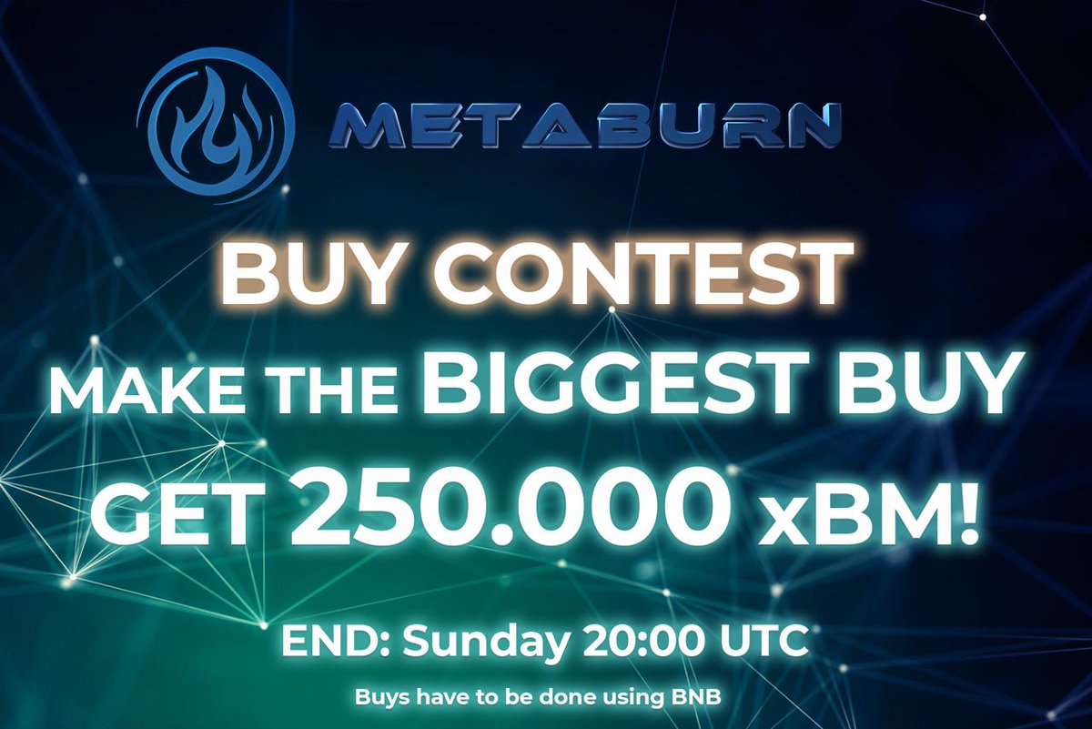 BurningMoon (@burningmoonbsc) on Twitter photo 🔥 💰BUY CONTEST 💰🔥
t.me/metaburn
🔥🔥🔥🔥🔥🔥🔥🔥🔥🔥
WIN 250k xBM
🔥🔥🔥🔥🔥🔥🔥🔥🔥🔥
Rules: the biggest buys will win!
- Using BNB (no conversions)
- Buying xbm
Contest is till tomorrow 20 UTC!
<a href="/BurningMoonBSC/">BurningMoon</a> #metaverse #contest 🔥 💰BUY CONTEST 💰🔥
t.me/metaburn
🔥🔥🔥🔥🔥🔥🔥🔥🔥🔥
WIN 250k xBM
🔥🔥🔥🔥🔥🔥🔥🔥🔥🔥
Rules: the biggest buys will win!
- Using BNB (no conversions)
- Buying xbm
Contest is till tomorrow 20 UTC!
<a href="/BurningMoonBSC/">BurningMoon</a> #metaverse #contest