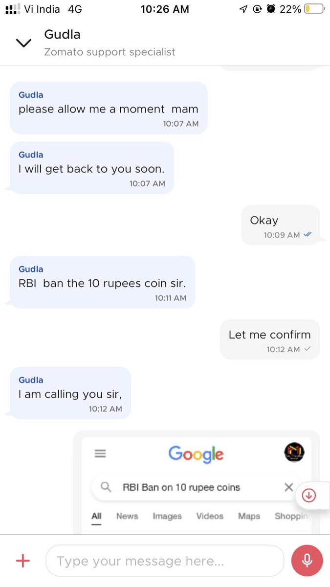 RajendraPower00's tweet photo. @zomato : 10 rupee coins ban by RBI. 
@RBI @INCIndia @narendramodi @palkisu @WIONews https://t.co/qpoxdrxu2m