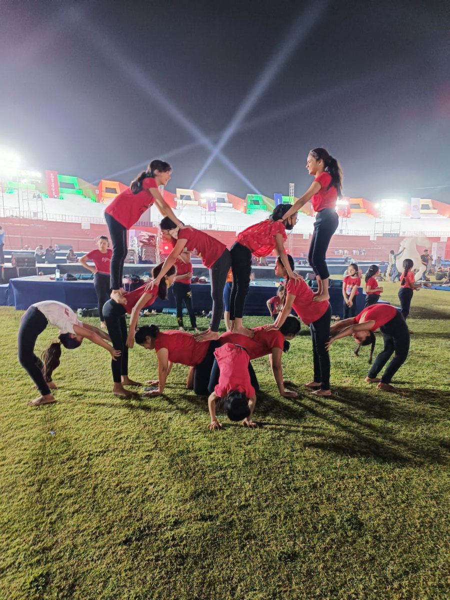 yogasanabharat's tweet photo. Yogasana Athletes are ready to showcase their talent in front of Hon'ble PM Sh @narendramodi Ji &amp; other dignitaries at Khel Mahakumbh opening ceremony at Ahmedabad, Gujarat.

#yogasanasports #yogasana #khelmahakumbh #KMK #yogasanaindia https://t.co/AnfJsSTYvm