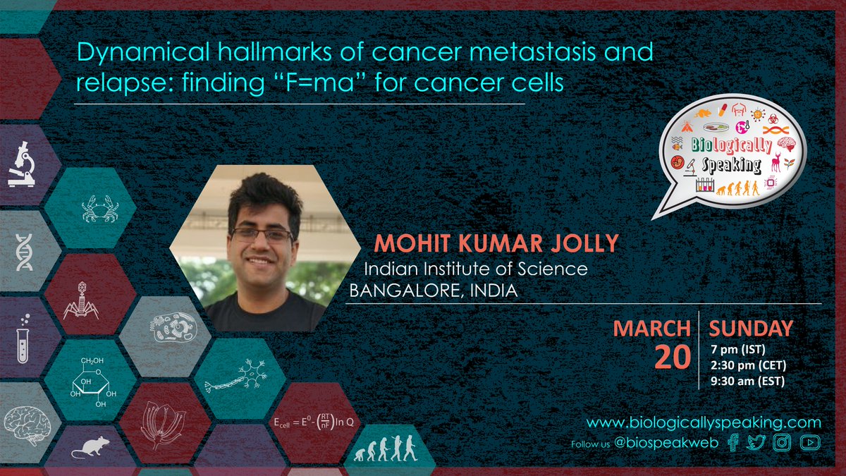 biospeakweb's tweet photo. πCatch Dr.@mkjolly15 from @iiscbangalore live on @biospeakweb! With an interdisciplinary systems biology approach, he aims 2 design therapeutic strategies against metastasis and therapy resistance.
ποΈSunday, Mar 20, IST 7PM
Registerπhttps://t.co/BFnopFUBye
#biospeakweb #scicomm https://t.co/lcoljO4jlO