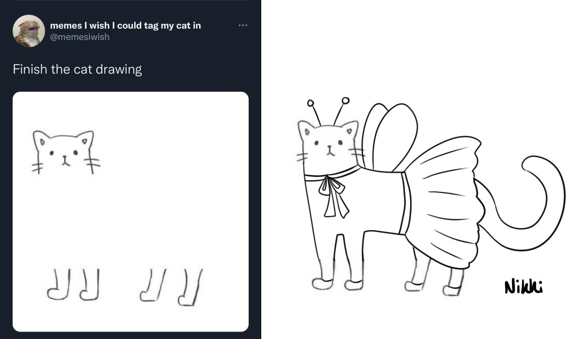 crazyratchick's tweet photo. Drawing challenge 366: "Finish the cat drawing"

Encore!! https://t.co/Y50qusPHuv