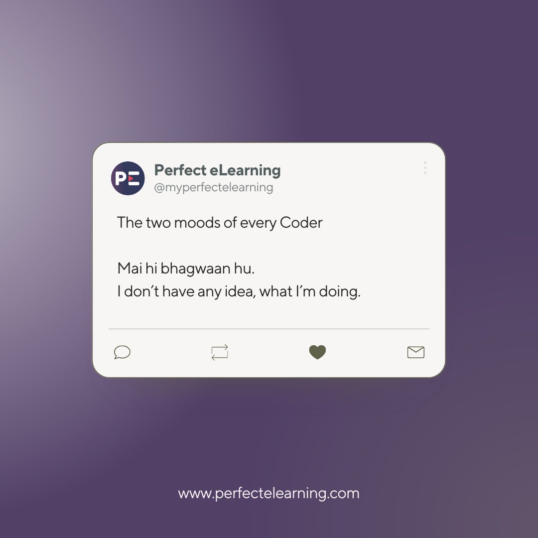 Perfectelearn's tweet image. Can you relate?????😂

#PerfectELearning #PerfectPlanB
#Lifeofacoder #Engineeringmemes