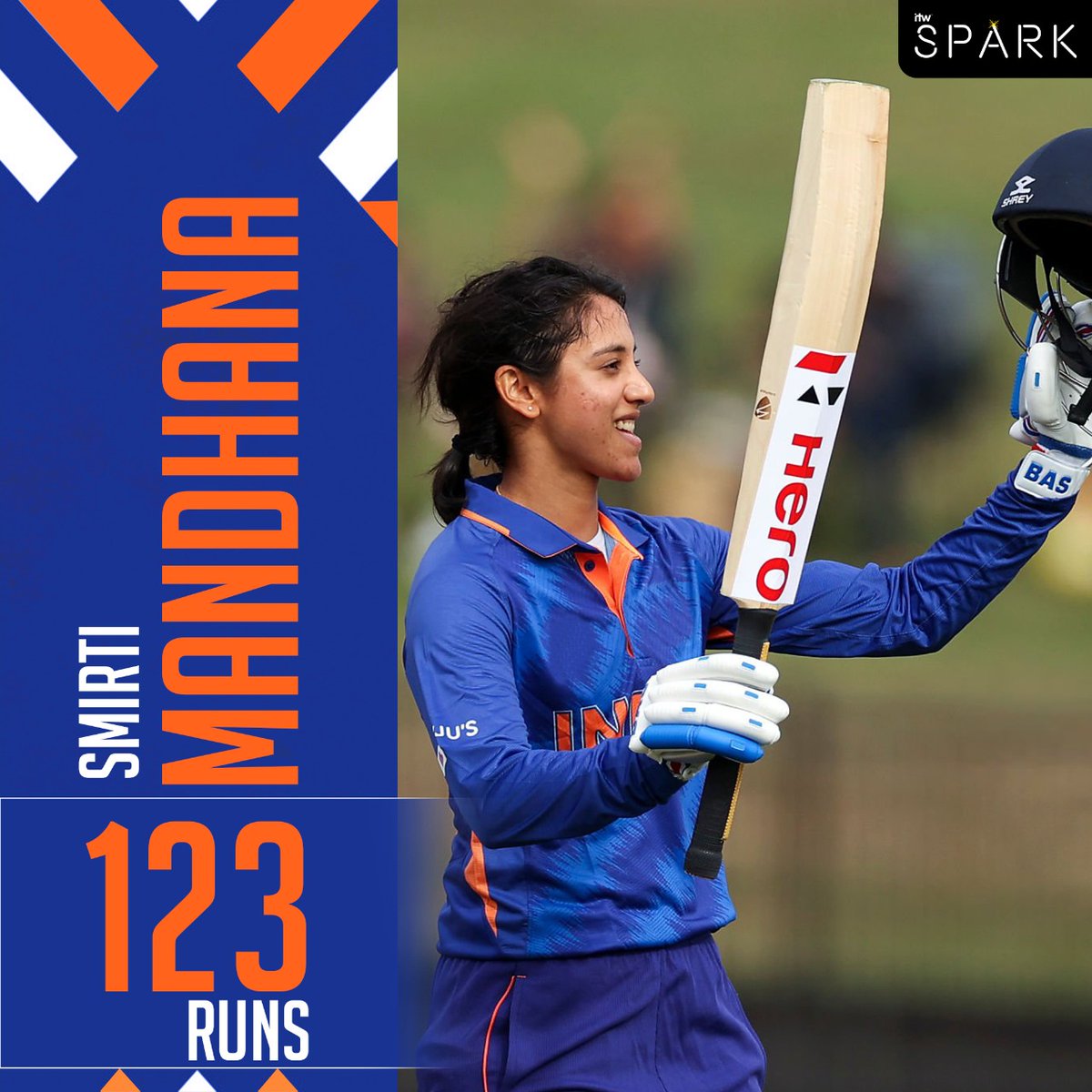ITWSports's tweet photo. 123 off 119 π₯
A brilliant innings from Smriti Mandhana to anchor India's innings as they set a total of 317 in the first innings vs WI.
#ITWSports #PoweredbySpark #INDvWI #CWC22 #TeamIndia #SmritiMandhana https://t.co/c8xAd24L4X