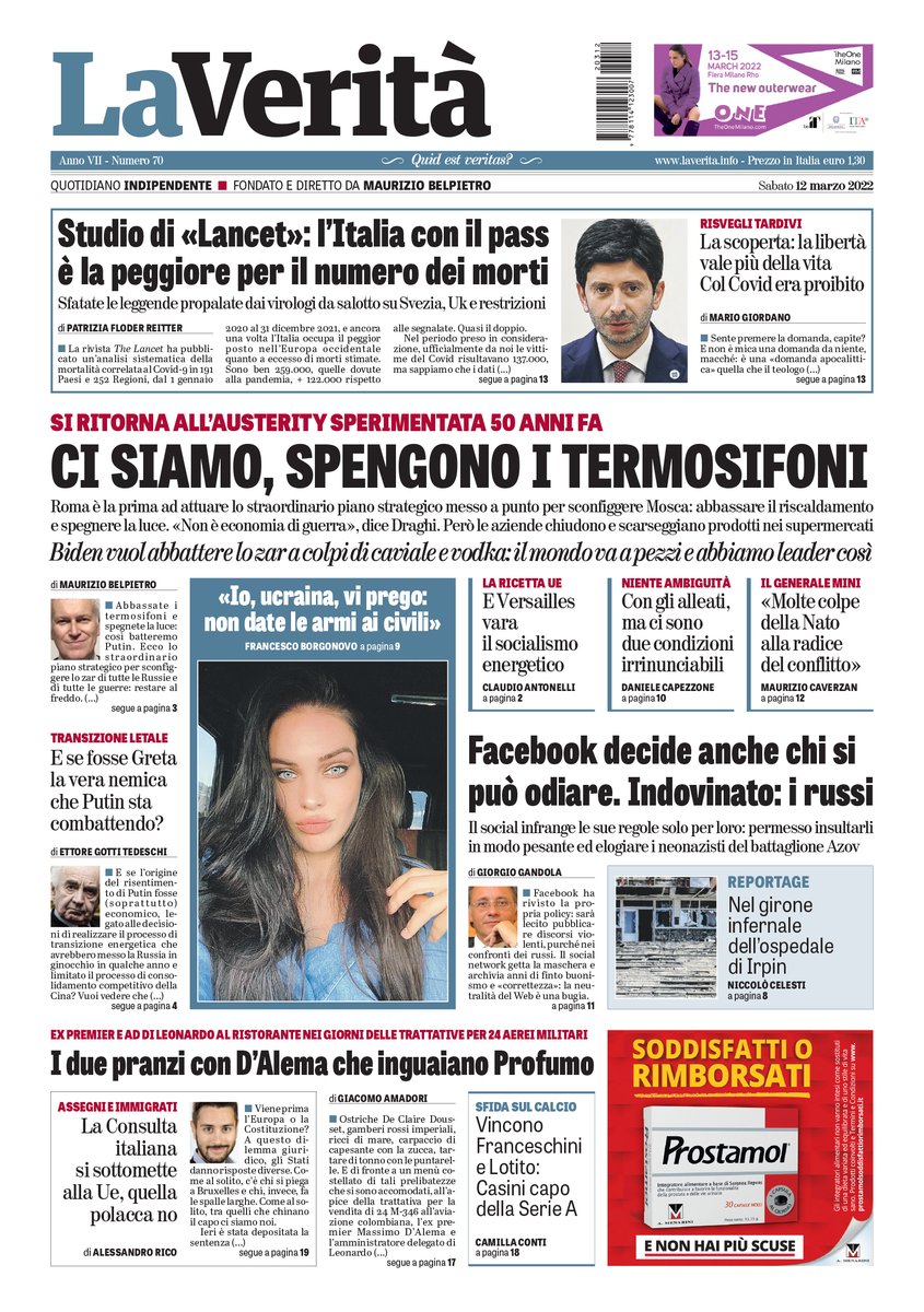 LaVeritaWeb's tweet photo. Buongiorno, ecco #LaVeritàdioggi

Ci siamo, spengono i termosifoni

Roma è la prima ad attuare lo straordinario piano strategico messo a punto per sconfiggere Mosca: abbassare il riscaldamento e spegnere la luce. «Non è economia di guerra», dice Draghi 

https://t.co/ywWcjUyacQ https://t.co/0UEVVjgapv