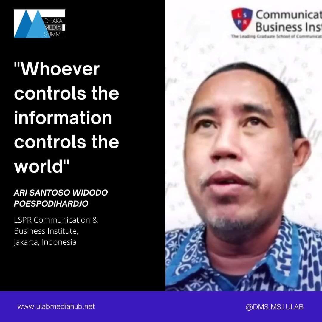 DhakaSummit's tweet photo. Happening now: Ari Santoso Widodo Poespodihardjo of LSPR Communication &amp; Business Institute said the following 

#dms2022
#ULAB
#MSJ https://t.co/DaX0eCWoVs