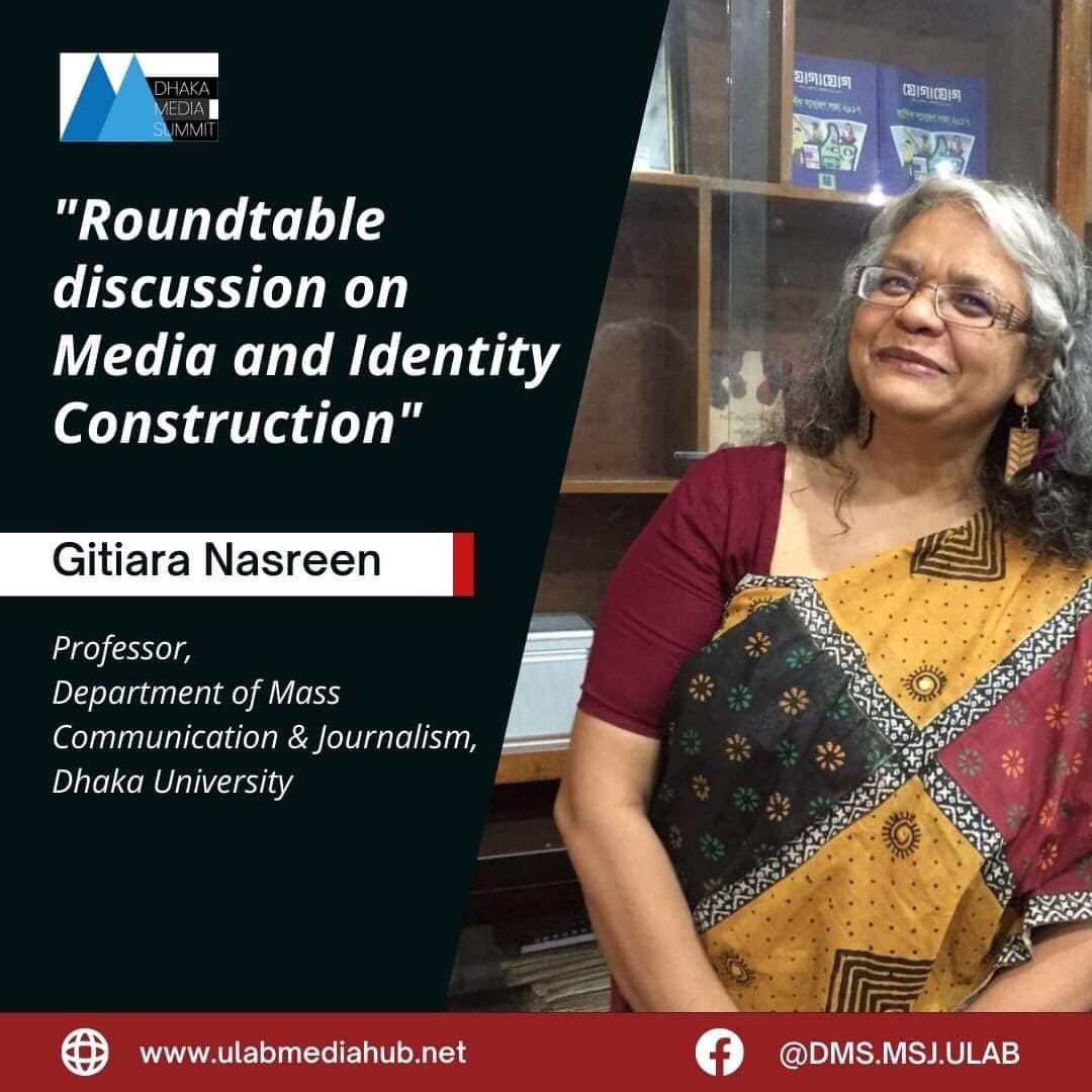 DhakaSummit's tweet photo. Professor Gitiara Nasreen will speak at Dhaka Media Summit 2022 at 1 PM. Stay connected with us.

#dms22
#ULAB
#MSJ https://t.co/ZtfE8J80dn