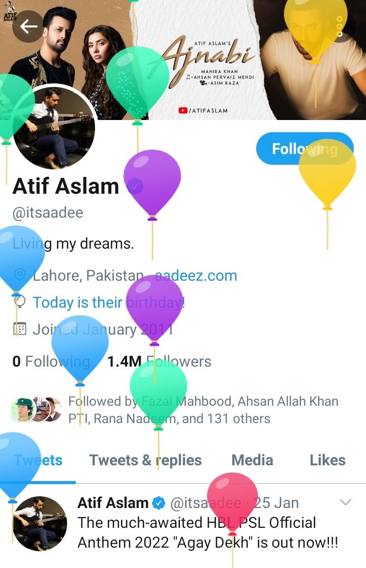 Happy Birthday...   Atif Aslam           