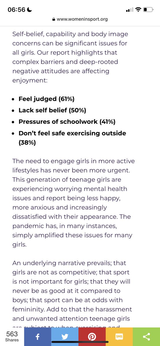 DeirCol's tweet image. Brand new publication out from Sport England, 4000 girls surveyed. The top 4 barriers seen here. Body image and gender hegemony underline 3 out of the 4. #Barriers #lcpe #Topic7
