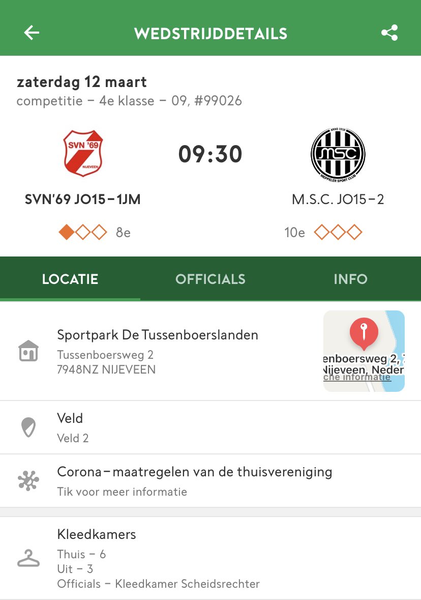 Mooi weer om een wedstrijdje te kijken! Komt allen. Om 09.30 uur trapt <a href="/Svn69Nijeveen/">⚽️ SVN'69 ⚽️</a> JO15-1JM thuis af tegen <a href="/MSCMeppel/">🤍🖤🤍 MSC Meppel</a> JO15-2. 

(daarna snel naar huis want we komen langs om loten te verkopen😉)