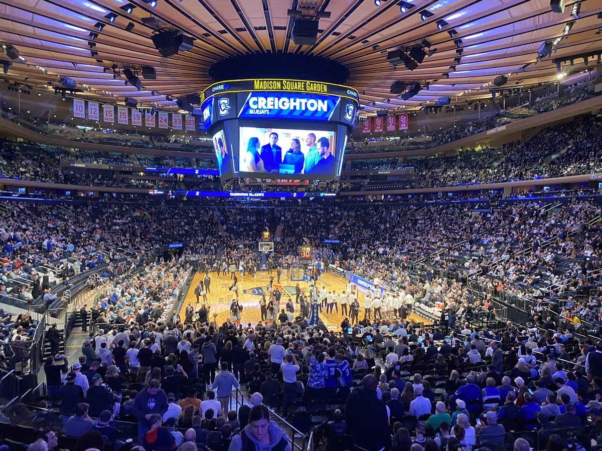 GraceEMcDonald8's tweet photo. Our sports editor, @grant_tighe, convinced me to go to the Big East 2022 Tournament at Madison Square Gardens. It was a blast rooting for the teams and bumping into Creighton fans in NYC! #ProudtobeNebraskan https://t.co/ye4PNxJsu8