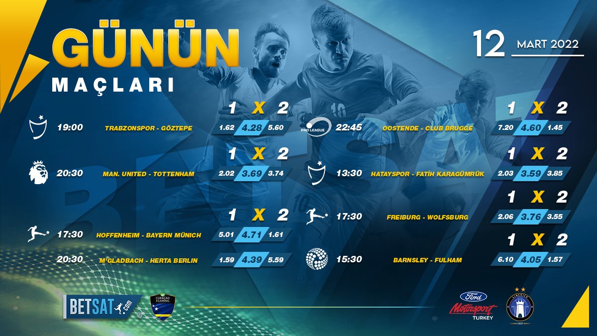 Tr_Betsat's tweet photo. #Betsat ile günün önemli karşılaşmalarına en yüksek #oranlar sizi bekliyor. ⚽

#Cumartesi gününün öne çıkan #maçları ile kazanmaya başlayabilirsiniz.🔝⭐

 https://t.co/EJfstKQKAr https://t.co/yHE42QHQBK