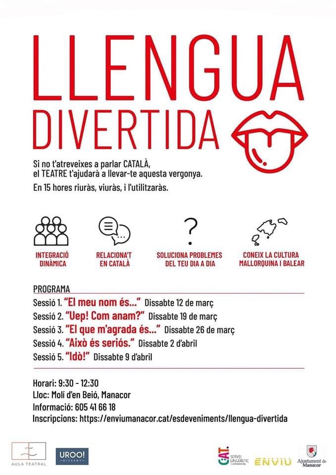 sebastiallodra's tweet photo. Avui el @catmanacor enceta aquesta proposta tan interessant.
Diversió, teatre, bon ambient i #FerPoble amb la llengua.👅 https://t.co/bKBoan9Rcm