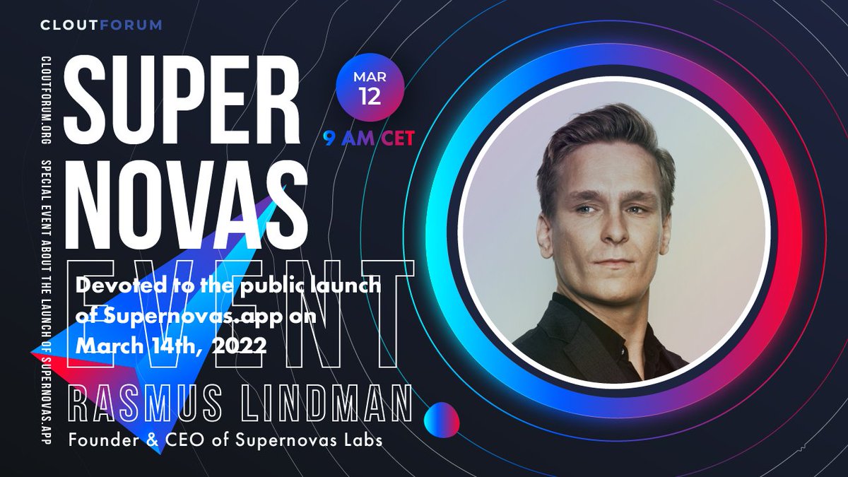 Special Event devoted to the public launch of @withsupernovas going LIVE with @frans__arthur in 30 min! Join us via links on cloutforum.org Hosts: @alexrok1n & @MarkBentley199