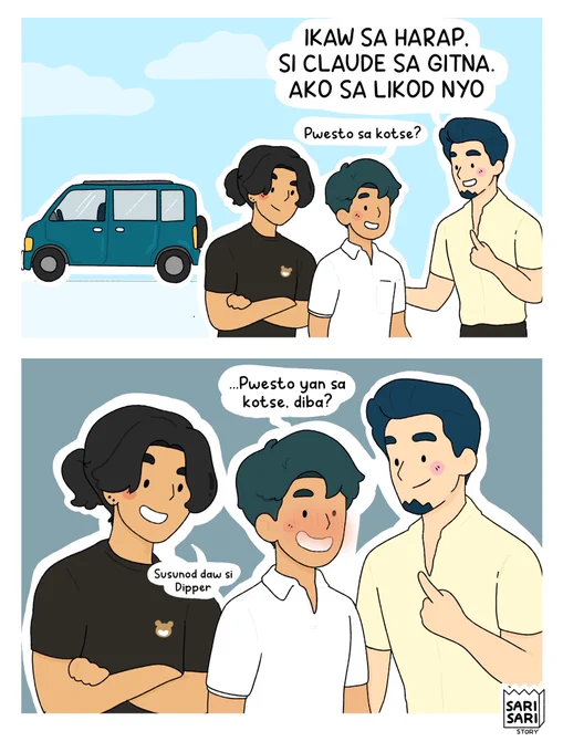 Pwesto reveal! 
🚙☀️☁️🌙
 Follow @SarisariStory for more comic 🥰 