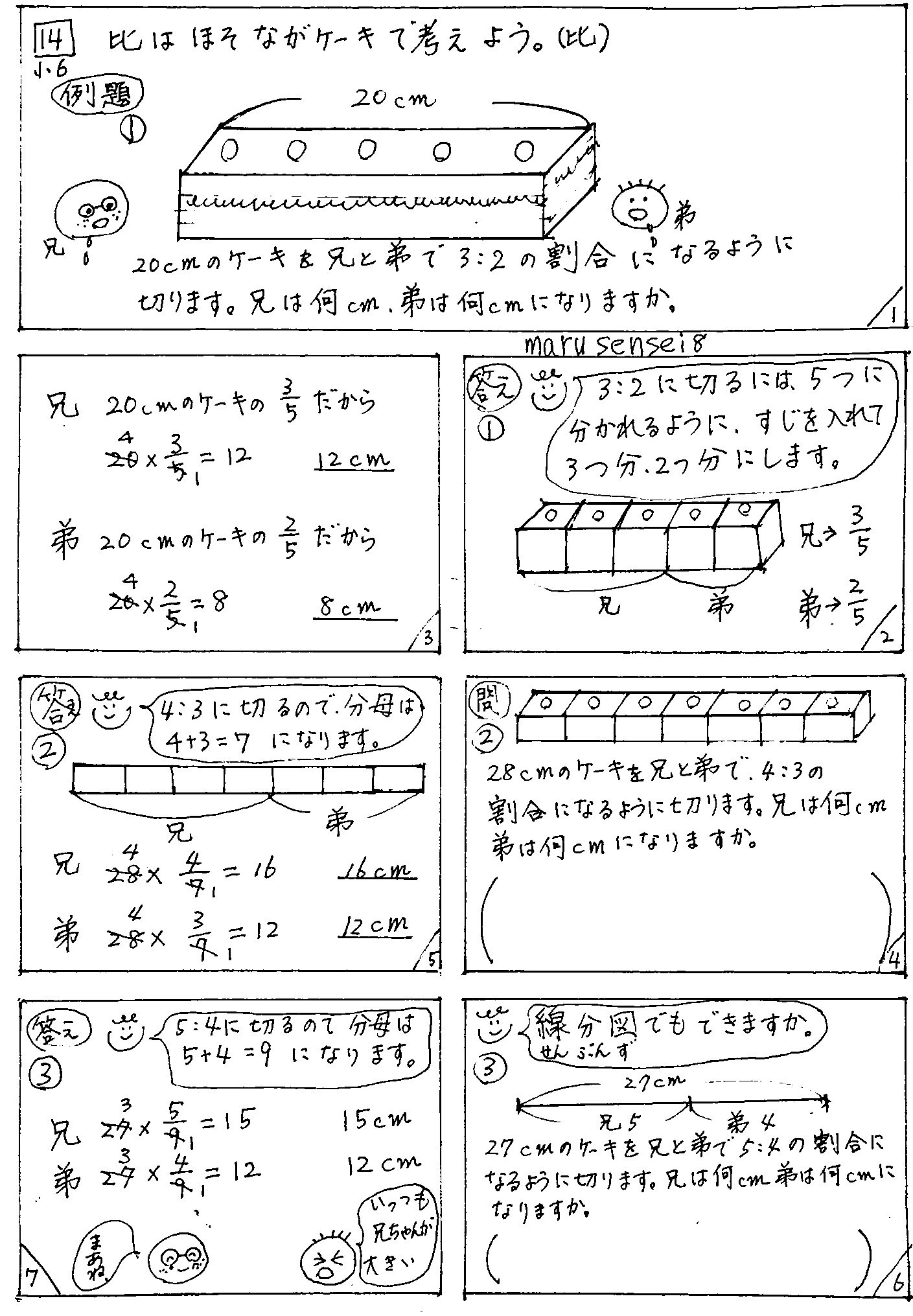 まる先生 14 比はほそながケーキで考えよう 比 比 小学算数 まる練算数 まる練 小学6年生 比率 割合 T Co Lbzuz4d1kw Twitter