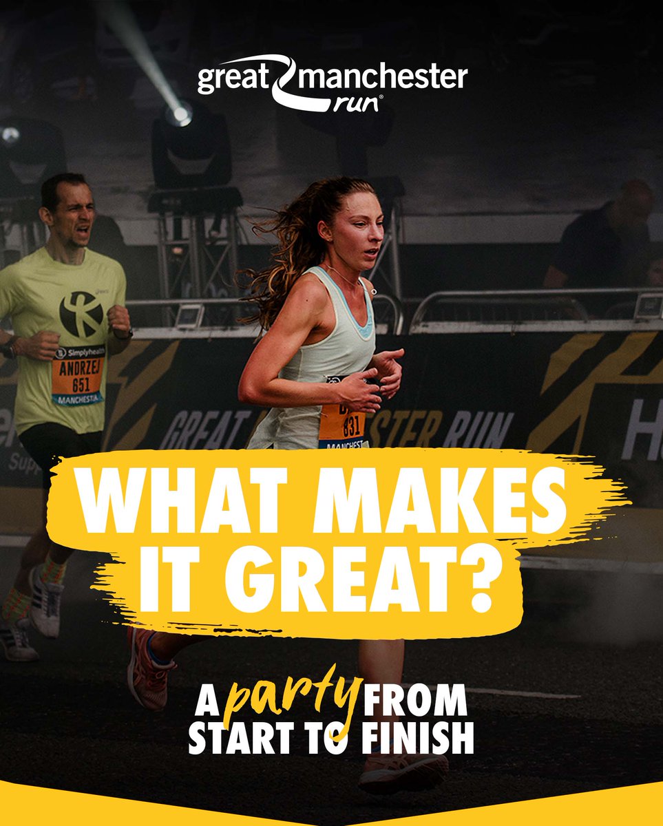 Great_Run's tweet photo. In true Mancunian style, enjoy a running route of the city with high-energy entertainment, unbelievable crowd support, and local musicians providing the soundtrack to your run. 😄🎵

Join us for your 10k or Half Marathon challenge on Sunday 22 May 
🐝 https://t.co/VPU0CX4iph https://t.co/BKImfgco7r