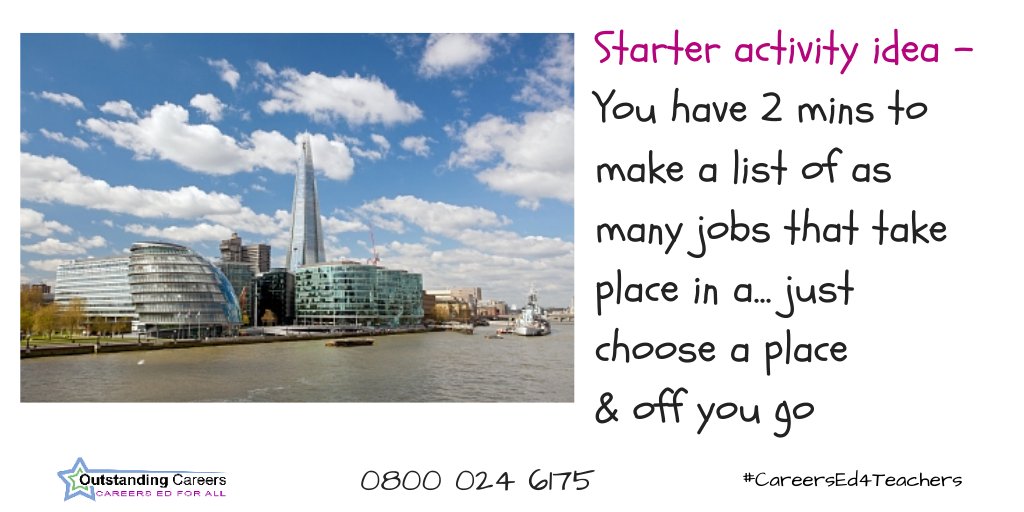 CareersDefender's tweet photo. An easy way to incorporate #Careers into the #Curriculum #GatsbyBenchmarks
#StarterActivity
#CEIAG https://t.co/eyIfCi8cDE