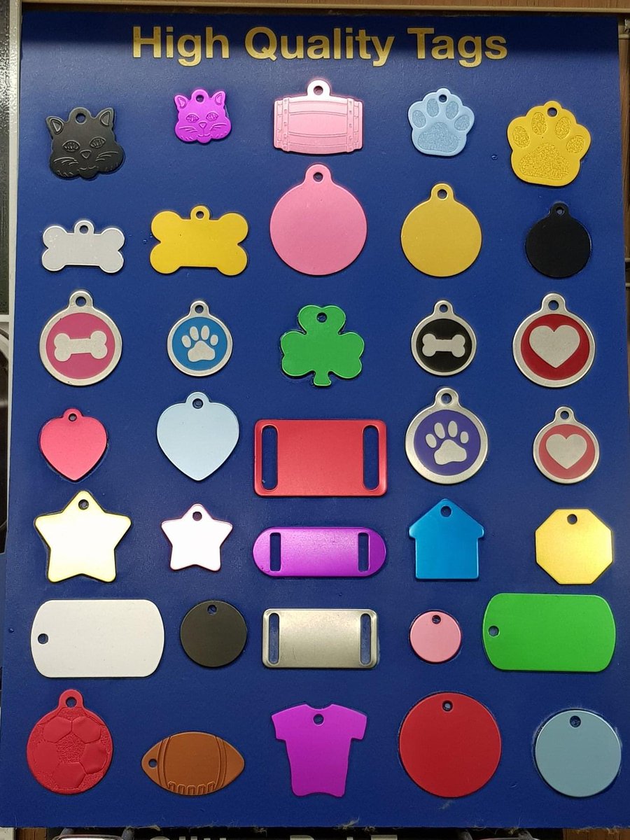 Sherwoodcobbler's tweet photo. Pet Tags... Labels... I.D.Tags...

Keep your pet legal with our stylish Tags...
Variety of colours available... 
All supplied engraved...

The Sherwood Cobbler Est 1934 
Nottingham's Oldest Independent Cobbler 
@things_to_do @sher_lock96 #NG5 #Engraving #TagsAndTrophies https://t.co/co47nUxOvq