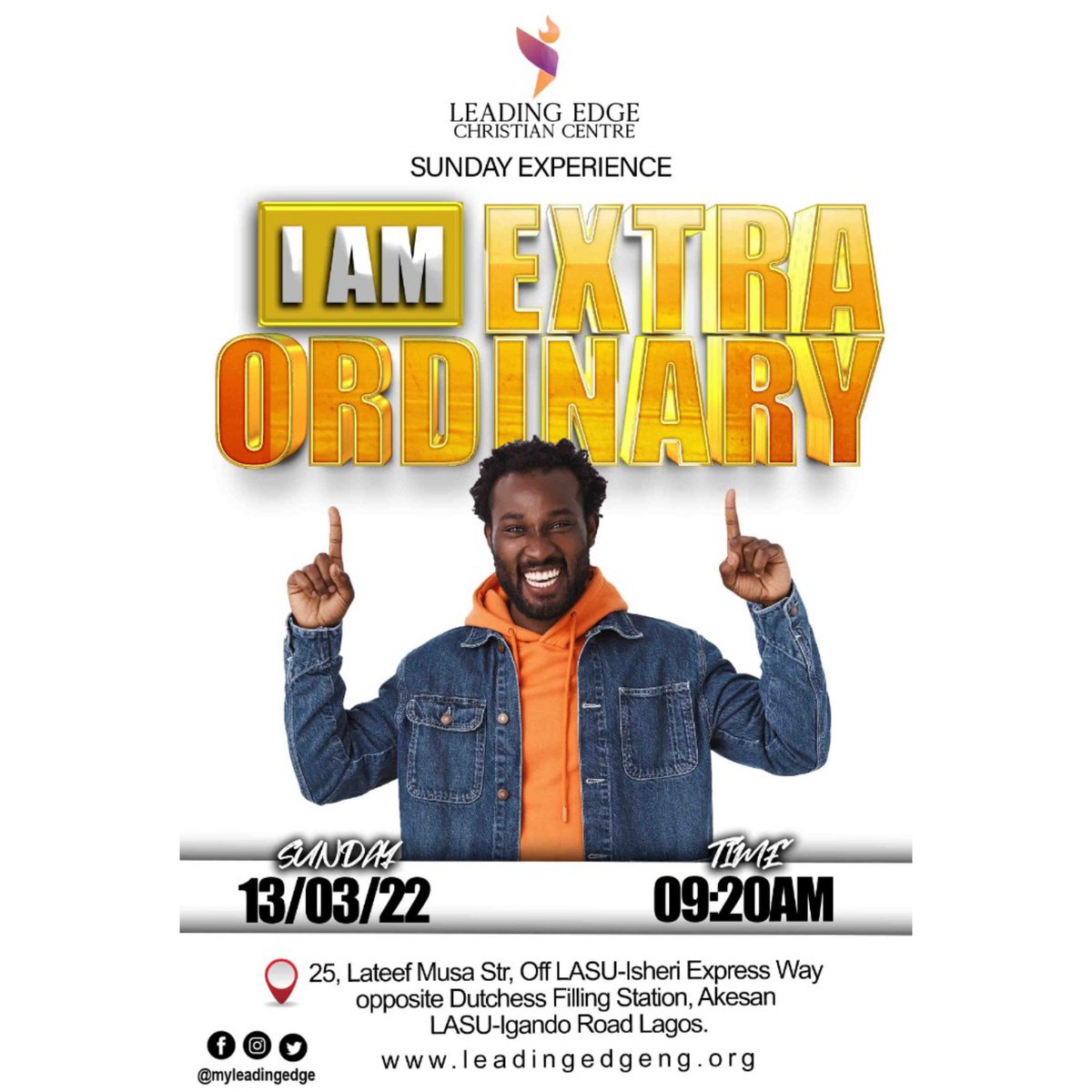 MyLeadingEdge's tweet photo. Join us for an extraordinary service tomorrow, see you in church.
#myleadingedge #extraordinary #lecc #iamextraordinary #sundayservice https://t.co/2MrVXzIcEE