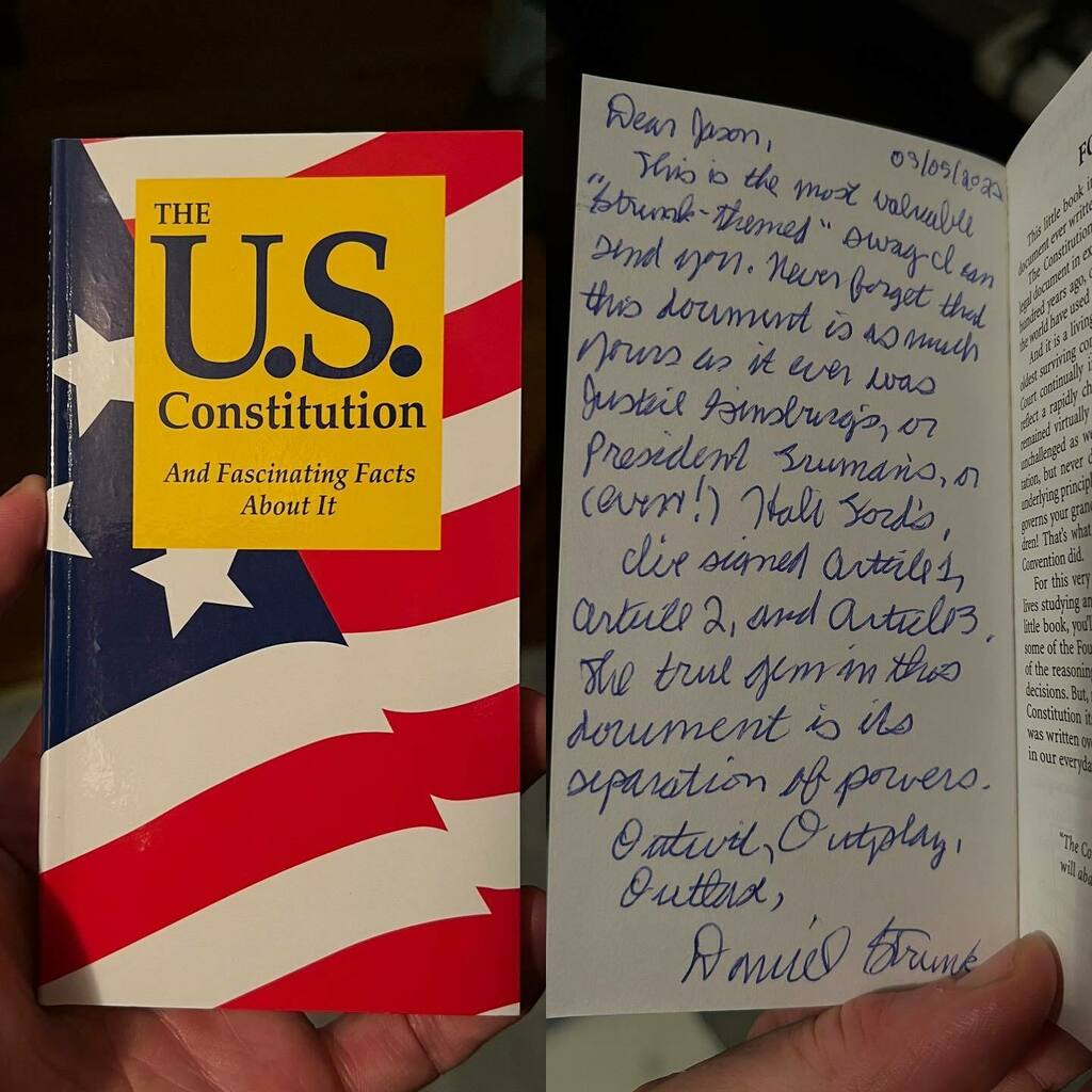 Dudley228's tweet image. My signed copy of the U.S. Constitution from Daniel Strunk, Survivor 42 contestant. #survivor #survivor42 #survivor2022 instagr.am/p/Ca_u3taOnfA/