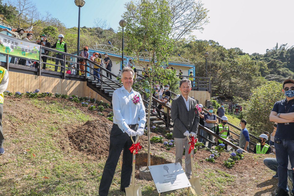 JohnDennisFCO's tweet photo. Planting a tree for The Queen this morning, with my friend Tom Zhou from  @TaipeiCity government. Part of their terrific campaign to green still further this beautiful city. May the tree grow up into the world we all so need- of democracy, freedom, justice and peace for all. https://t.co/05cF9nfEzg