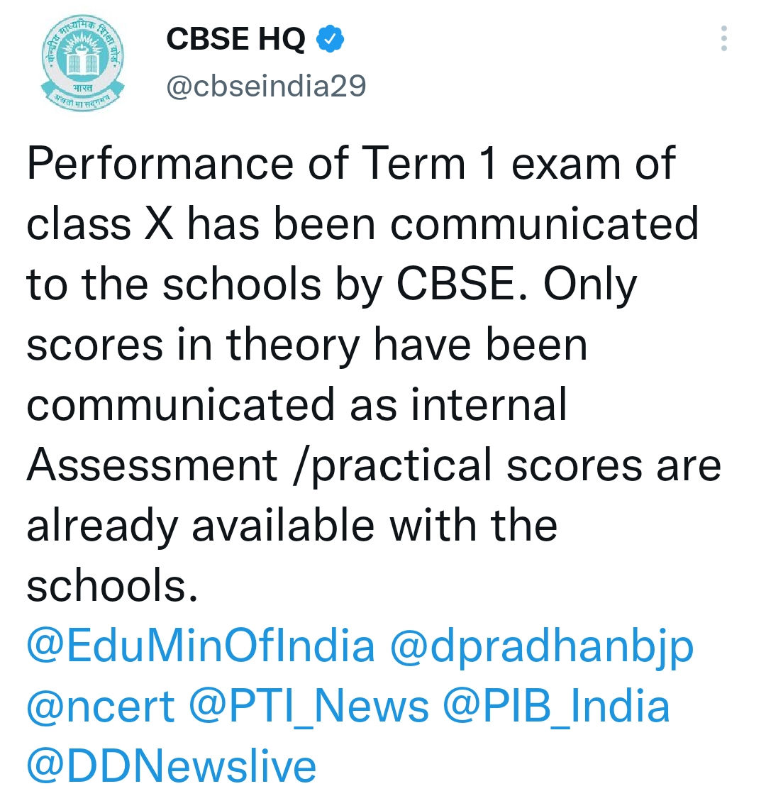 ALLENkota's tweet image. #CBSEresultUpdate
CBSE Class 10 term 1 results updates: @cbseindia29 has declared the CBSE 10 term 1 results. The board has communicated the performance of Class 10 exams of students to the schools.
#CBSE #CBSEterm1result #ClassXthResult #10thBoardresultDeclared
@EduMinOfIndia