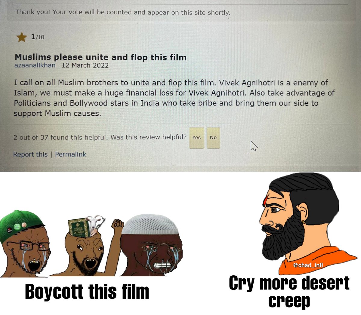 chad_infi's tweet image. Meltdown moment started. 

Guys support #KashmirFiles as much as you can.