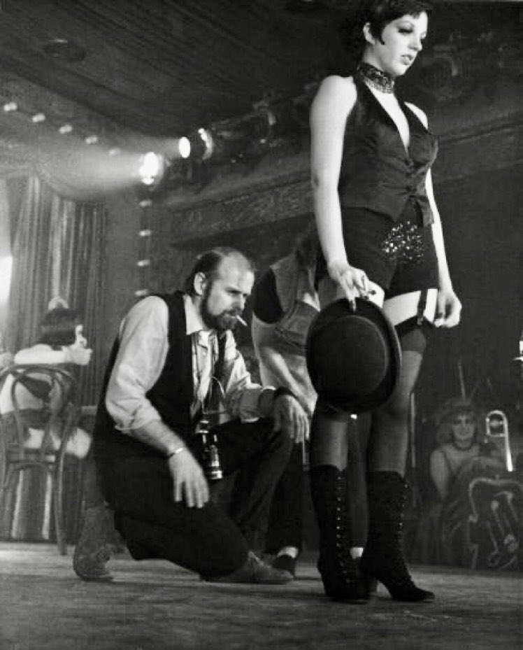 Bob Fosse and Liza Minnelli on the set of Cabaret. 

Photo: Lars Looschen.