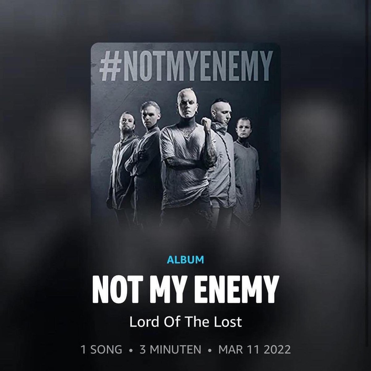 LordOfTheLost's tweet photo. #notmyenemy is now available for streaming WORLDWIDE on Spotify, Apple Music, Amazon Music, and Deezer. Except for Belarus and Russia, the latter of which particularly being a real pity, because in our opinion it‘s one of the most important countries for this song to be heard. https://t.co/OMUt10IXe5