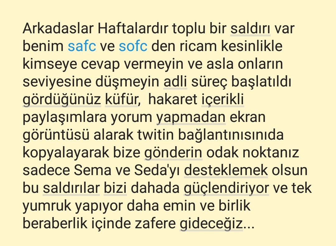 Seda ve Sema destekçisi kardeşlerime duyuru #sofc #safc #SedaOcak #semaaydemir