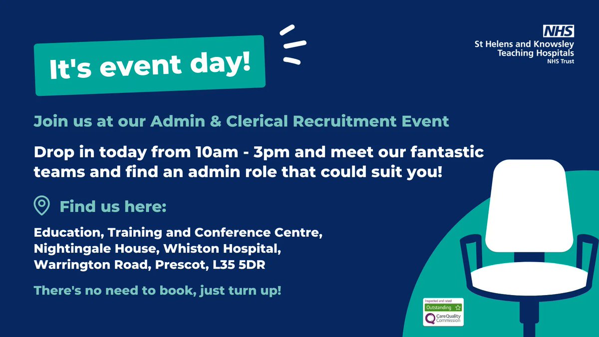 mwl_recruitment's tweet photo. 🥳 IT’S EVENT DAY! 🥳

If you didn’t get a chance to submit an application, you can still drop in and join us today! Come along and meet our fantastic teams and find out more about our admin &amp; clerical opportunities. 

#WeAreTheNHS #NHSJobs #NHSCareers #AdminJobs #ClericalJobs https://t.co/xiRvZWHFyG