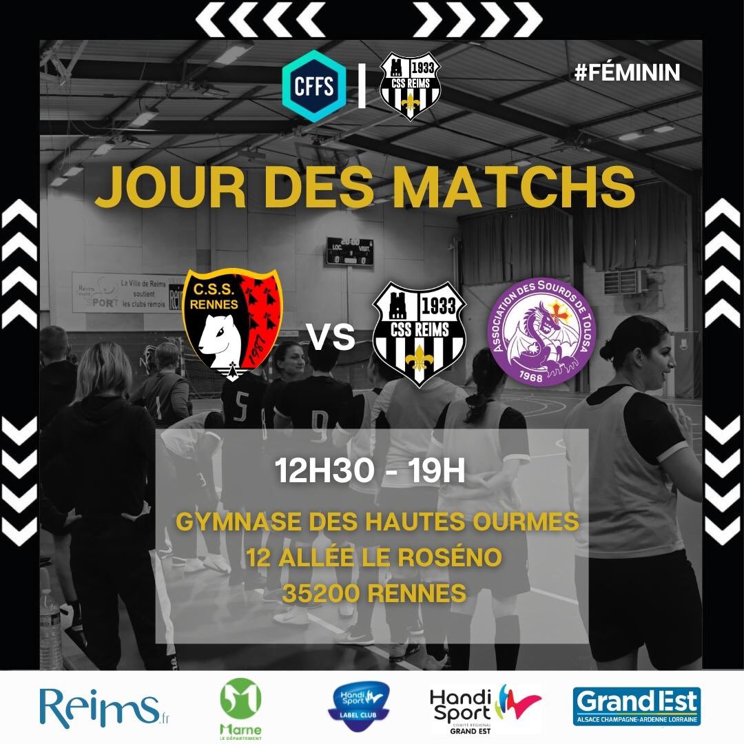 CSSReims's tweet photo. ⏰ Jour des Matchs - Pour leur seconde journée des Play Offs du Championnat de France de Futsal Féminin, nos féminines fouleront sur les parquets rennais, face à Rennes et Tolosa !
#CSSR #FUTSALFEMININ #POJ2 https://t.co/wwBG7gPp8V