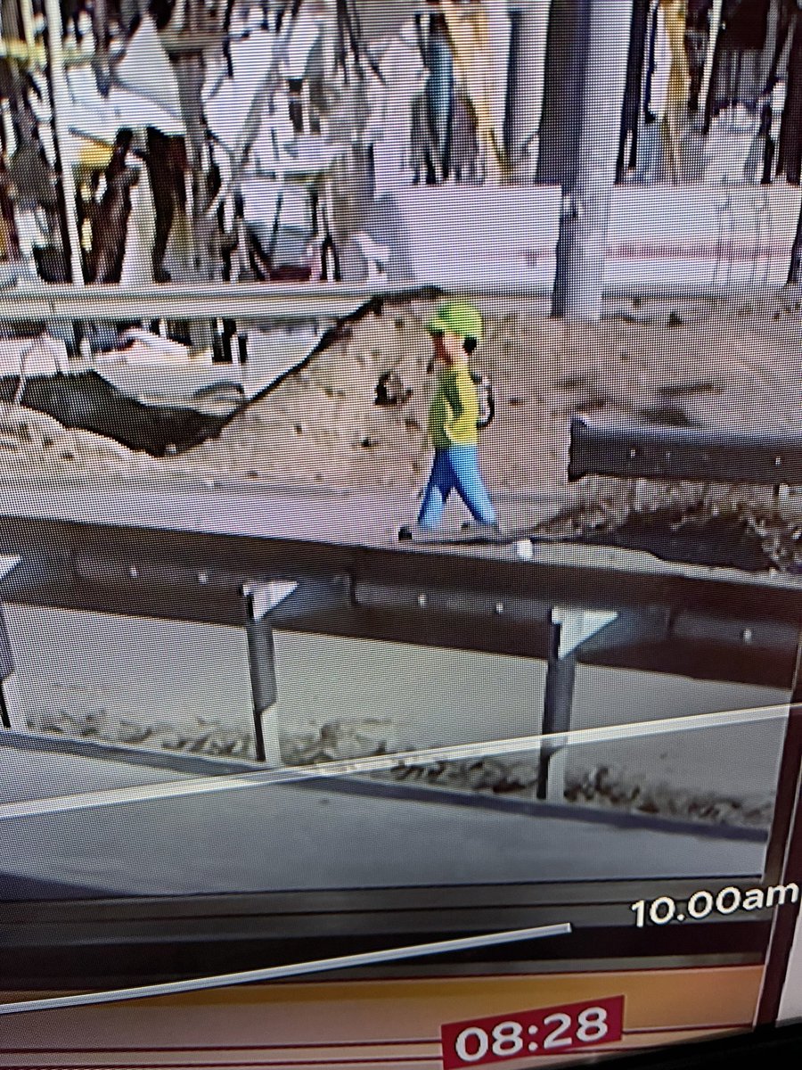 thoughtcrimeuk's tweet photo. Absolutely dead laughing @BBCNews breakfast edition. Computer generated images of “the damage” and a cartoon man on the footpath.  Wtf 😳 🤣🤣🤣 https://t.co/glxz6UnBra