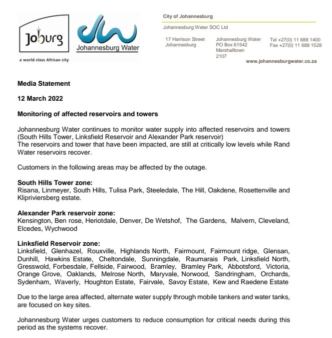 JHBWater's tweet photo. #JoburgUpdates 
Monitoring of affected reservoirs and towers. ^P https://t.co/VAyH1sgEoC