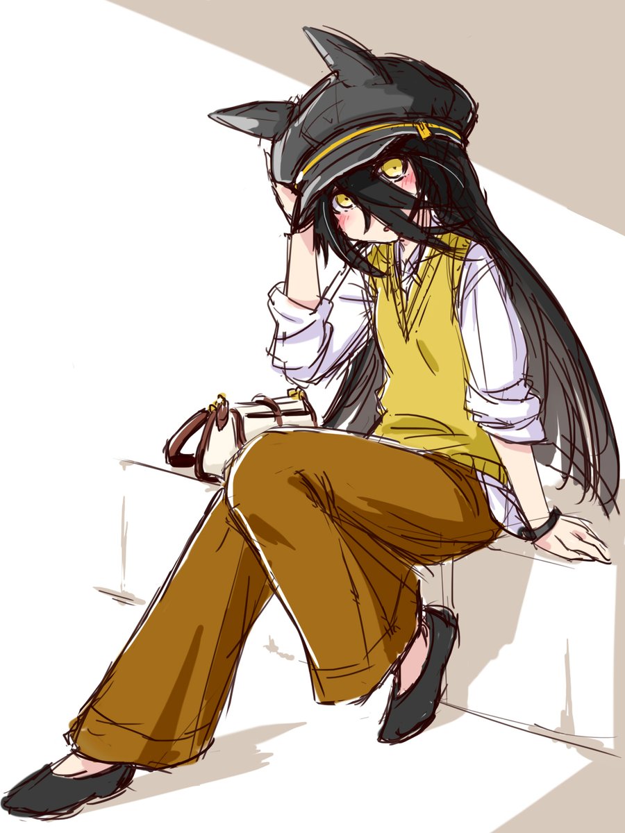 マンハッタンカフェ(ウマ娘) 「カフェにもっといろんな服着せたいなと思いつつラクガキ 」|puntoのイラスト