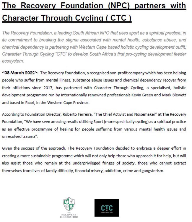 TheRecoveryFou1's tweet photo. Another amazing milestone on an incredible journey. @iTheBrenvS @CTCycleTour #characterthroughcycling @Cycling_SA https://t.co/Hs20nkra5i