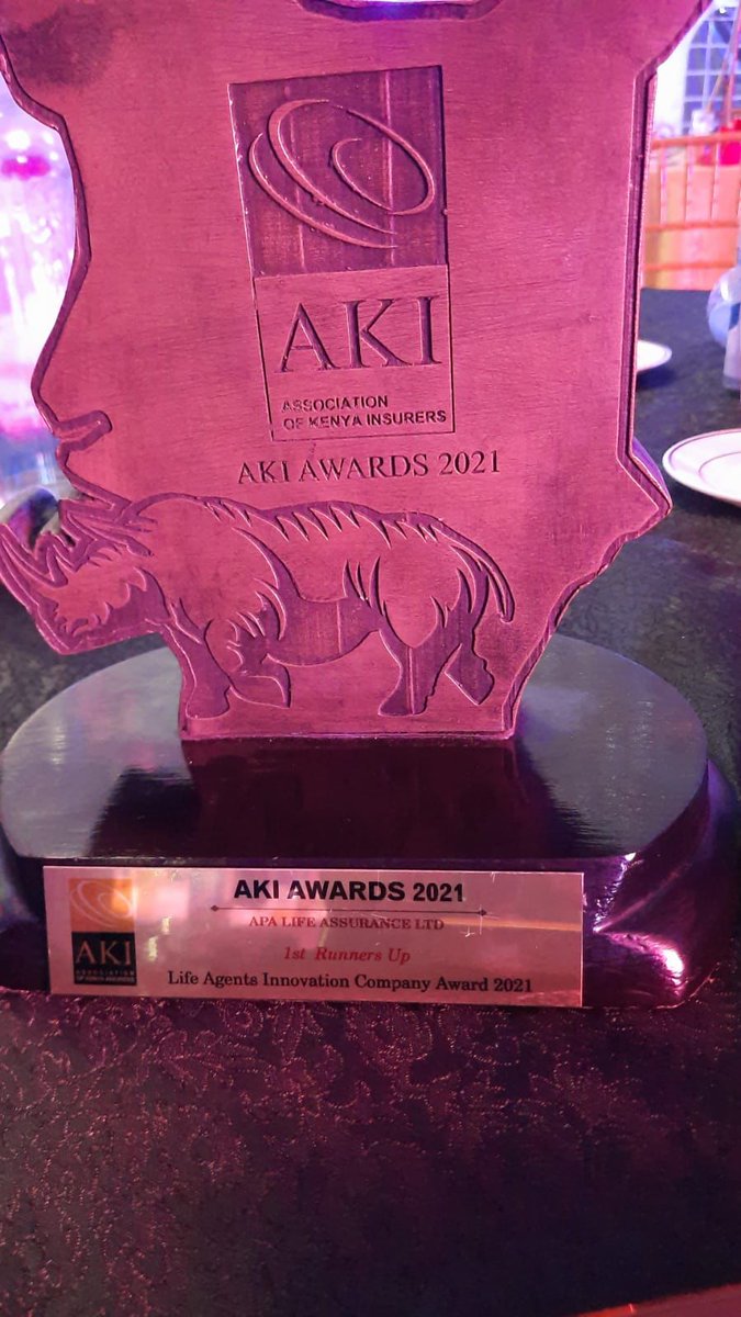 APAInsuranceKE's tweet photo. We had success at the @AKI_Kenya awards!
We were recognised as: 
General Insurance Agents Awards Company of the year, Integrated Motor Insurance Data Systems Company of the year, 1st Runners Up - Innovation Company Award &amp; 1st Runners Up - Life Agents Innovation Company Award! https://t.co/gm9OEeWkeJ