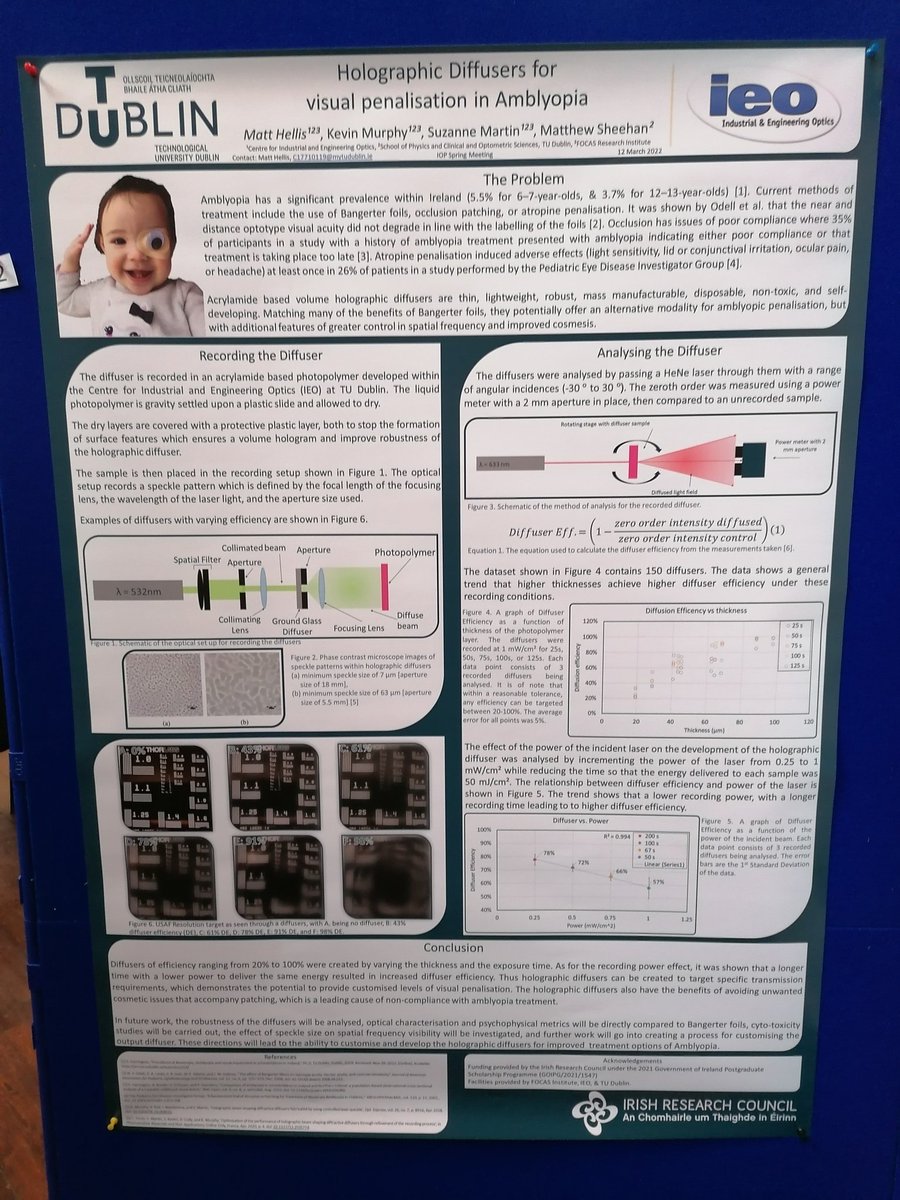 Institute of Physics Ireland (@iop_ireland) on Twitter photo Shortlisted for the Rosse Medal at #IOPSpring is Mark Hellis <a href="/WeAreTUDublin/">TU Dublin / OT Baile Átha Cliath</a> - Holographic Diffusers for Visual Penalisation in Amblyopia Shortlisted for the Rosse Medal at #IOPSpring is Mark Hellis <a href="/WeAreTUDublin/">TU Dublin / OT Baile Átha Cliath</a> - Holographic Diffusers for Visual Penalisation in Amblyopia
