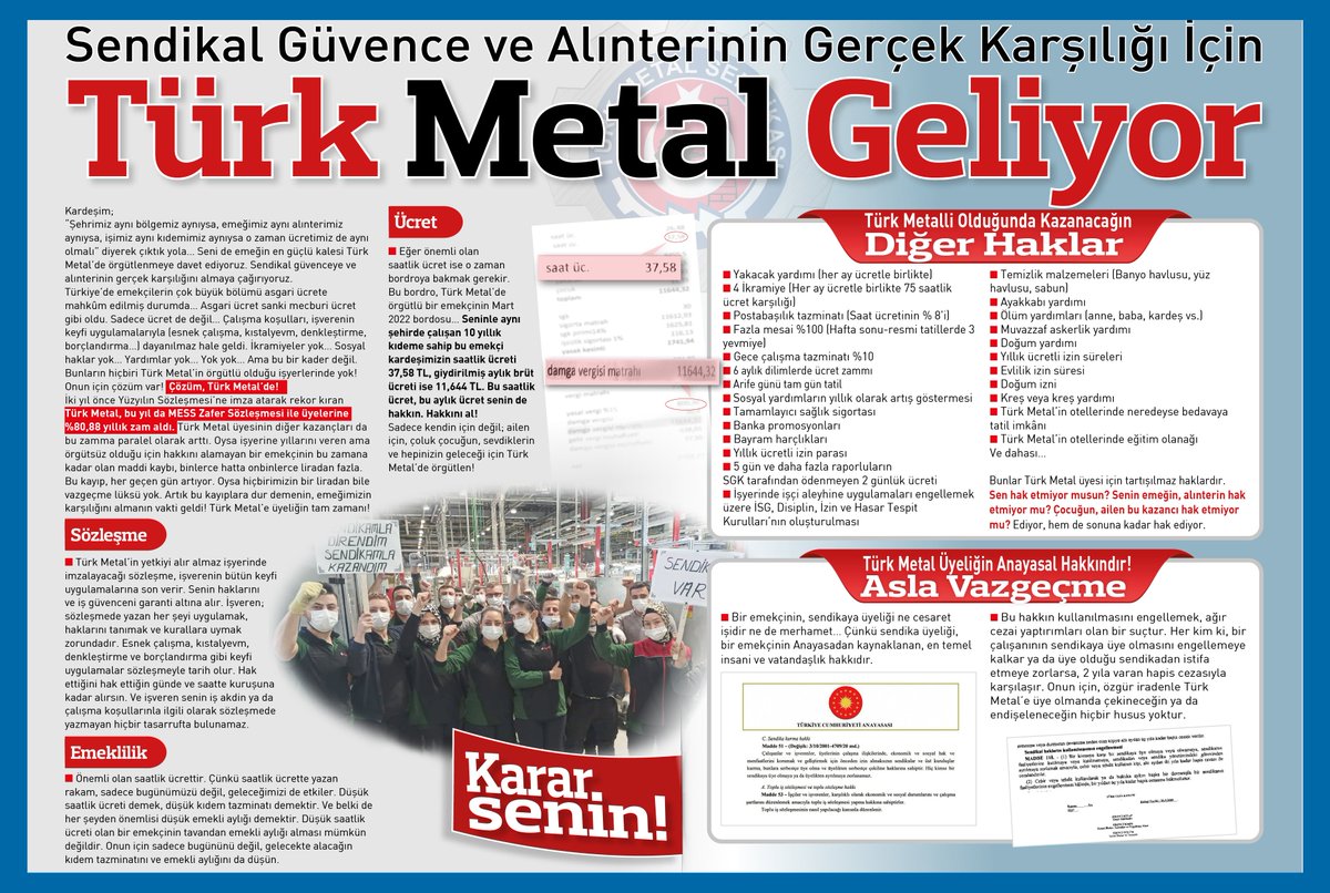 Sendikal güvence ve alın terinin gerçek karşılığı için! #TürkMetaldeÖrgütlen
